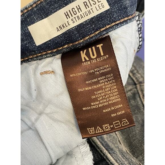 Kut From The Kloth High Rise Ankle Straight Leg Jeans Size 20W Blue Rips NWT - Picture 7 of 8